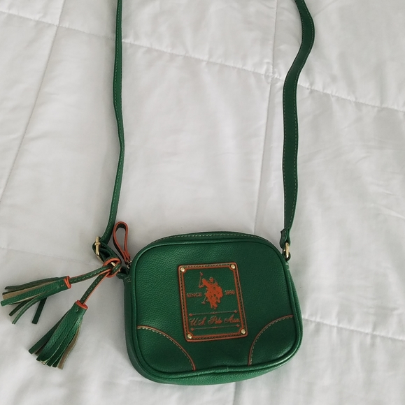 U.S. Polo Assn green crossbody bag w/ orange trim - Picture 6 of 6